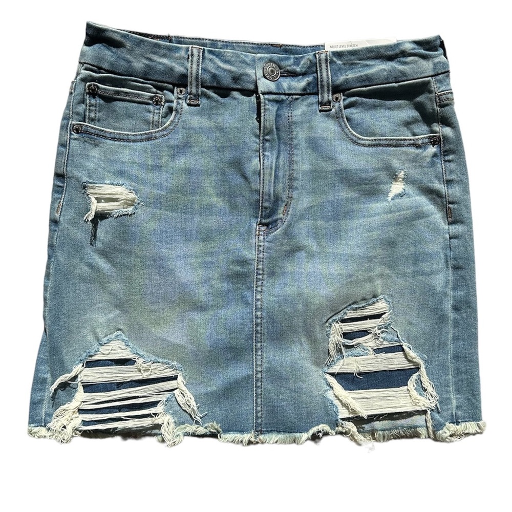 NWT American Eagle High Rise Mini Denim Skirt Size 8 Ne(x)t Level Stretch